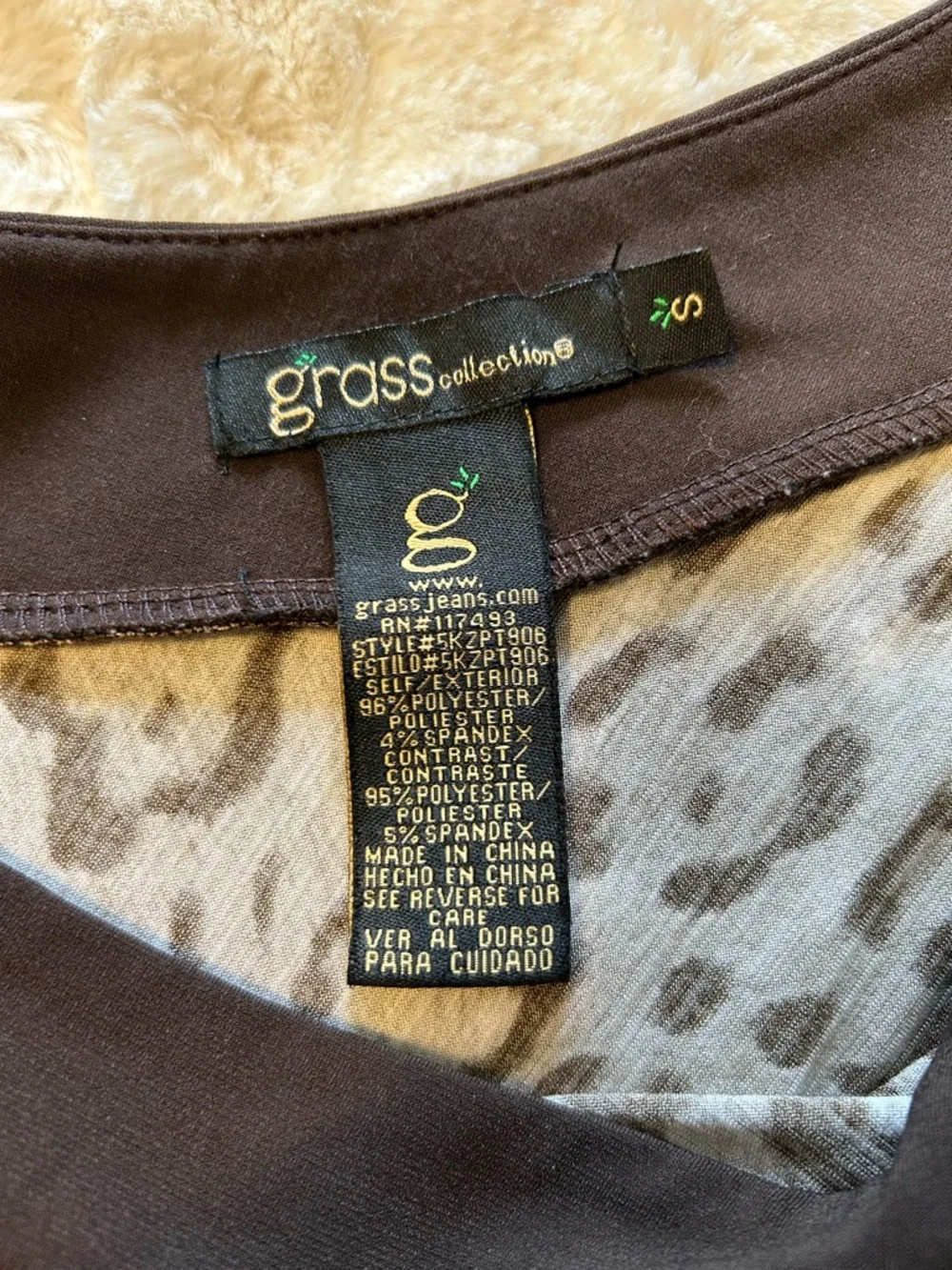 grass collection Brown and Taupe Leopard Print One-Shoulder Top - Picture 5 of 6